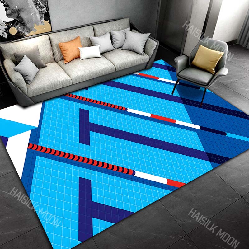 Swimming Pool Lanes Print Carpet Rug for Living Room Bedroom Sofa Doormat Home Decor Non-slip Floor Mat