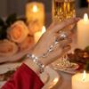 Women Silver Crystal Zircon Butterfly Hand Chain Finger Ring Bracelet Rhinestone Party Jewelry