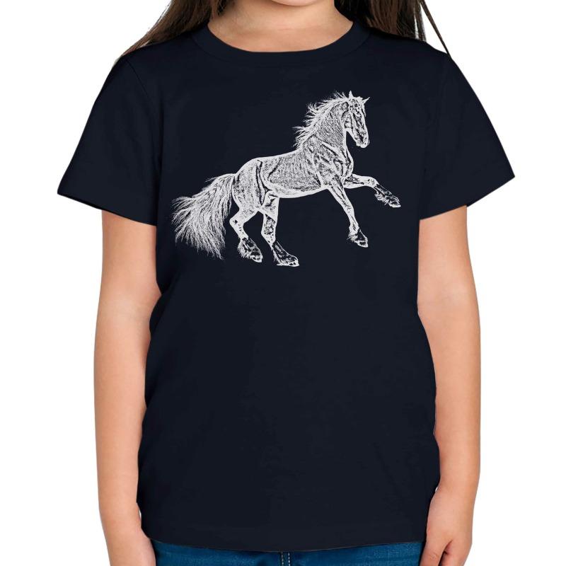 REARING HORSE SKETCH PRINTED TSHIRT TOP EQUESTRIAN RIDING RIDER GIFT Cotton Crew Neck Short Sleeve Casual Soft Comfortable Tops