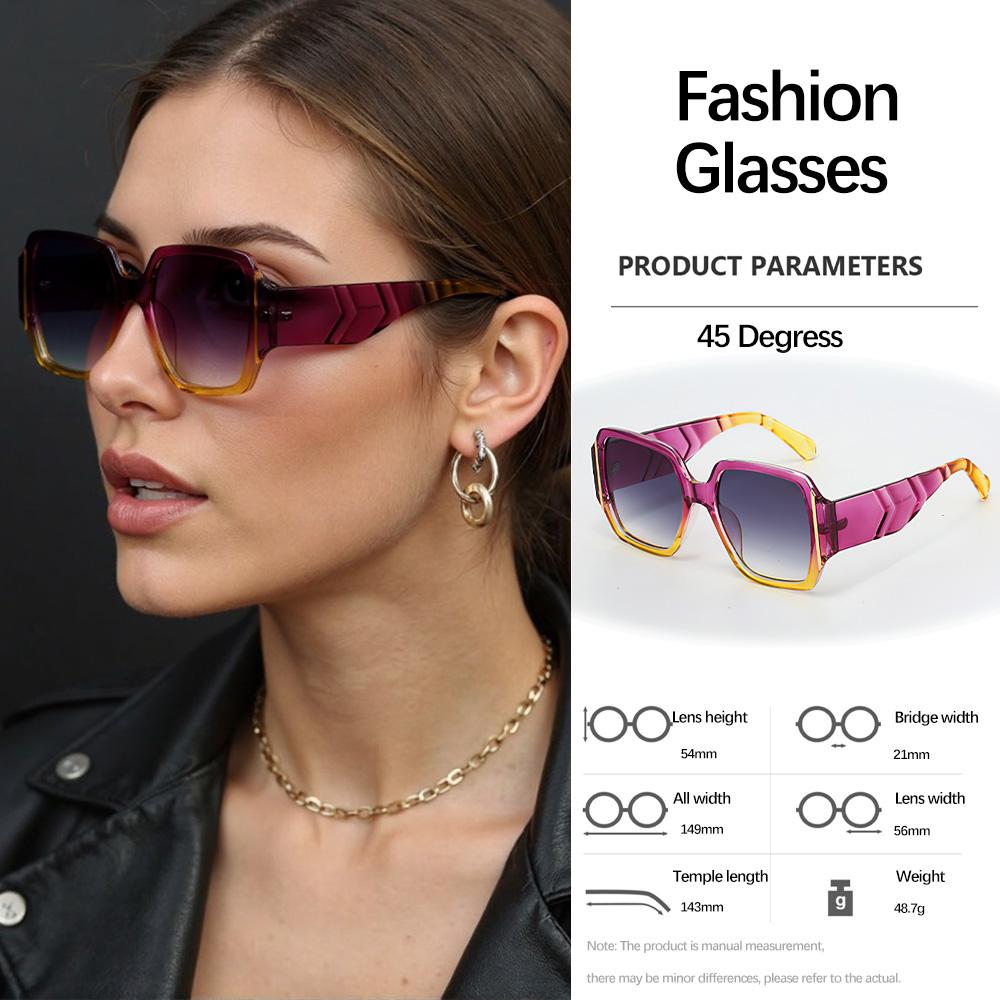Women Sunglasses Modern Wide Edge Square Lens Frame Fashion Accessories Geometric Design Large Frame Glasses