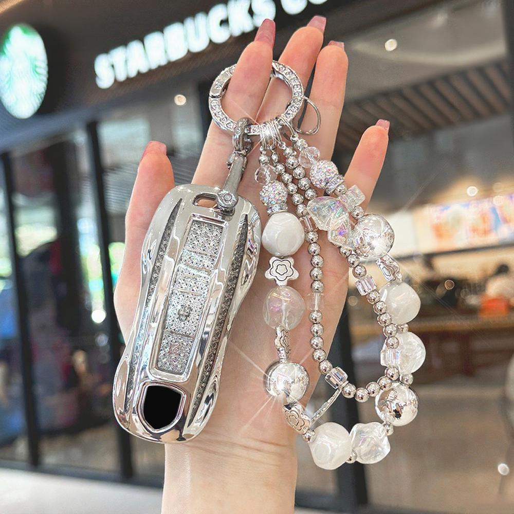 White Diamond Tpu 3 Button For Porsche Panamera Spyder Carrera Macan Boxster Cayman Cayenne 911 970 981 991 Car Key Case Cover