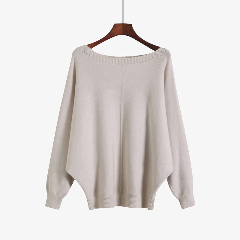 Women's Plus Size Chunky Knit Batwing Sweater - Spring/Autumn Long Sleeve, One-Shoulder Style