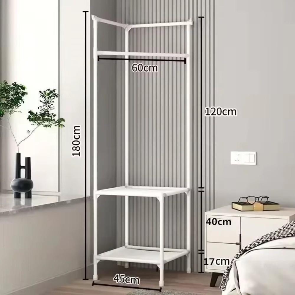 Anti-toppling Floor Standing Shelf Hanging Rod Clothes Organization Rack Shoes Shelf  Bedroom