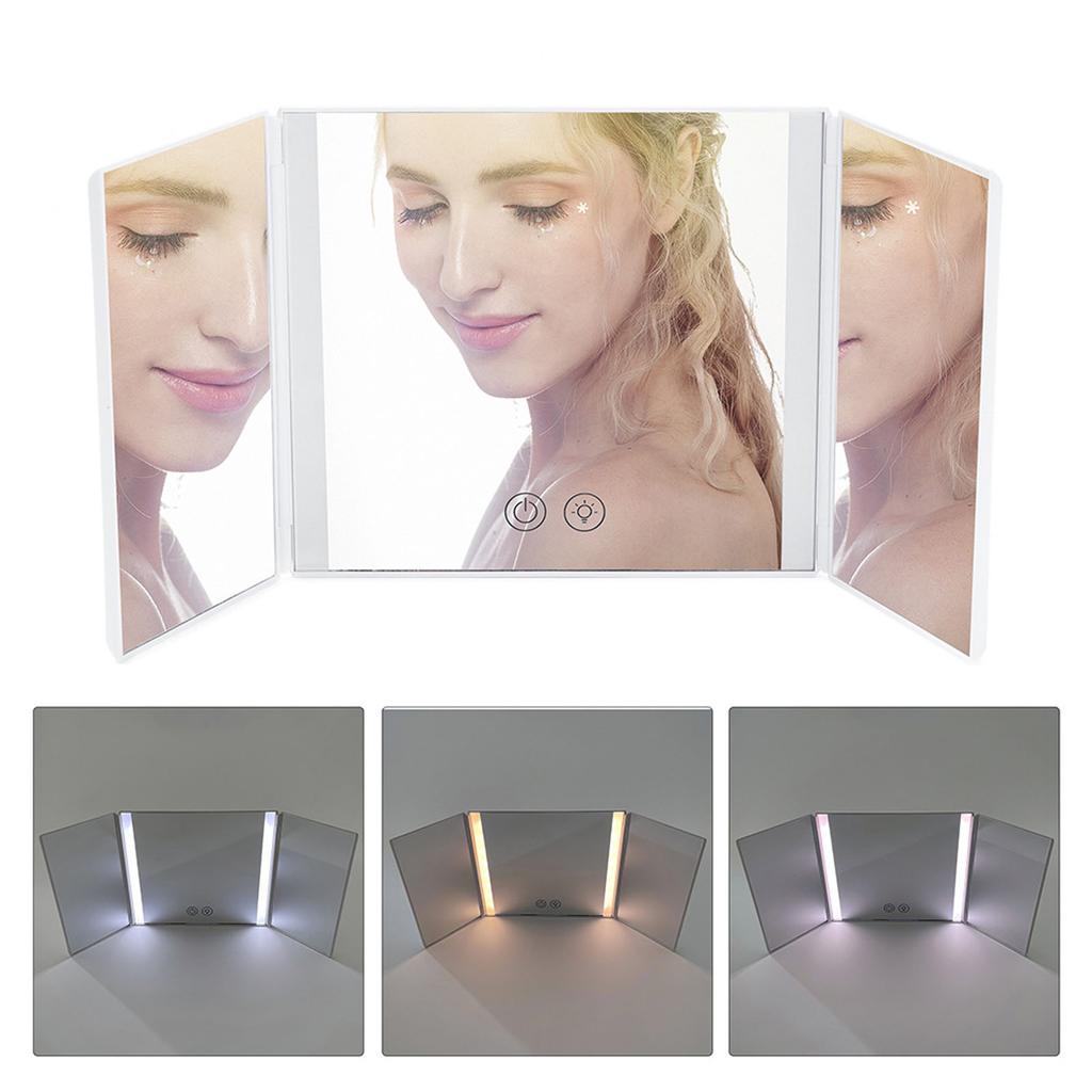 Parasolar Auto Pliabil Triplu Oglindă de Machiaj Parasolar Auto Pliabil Oglindă de Machiaj Parasolar Auto Oglindă de Machiaj cu Lumină LED Pentru Majoritatea Mașinilor