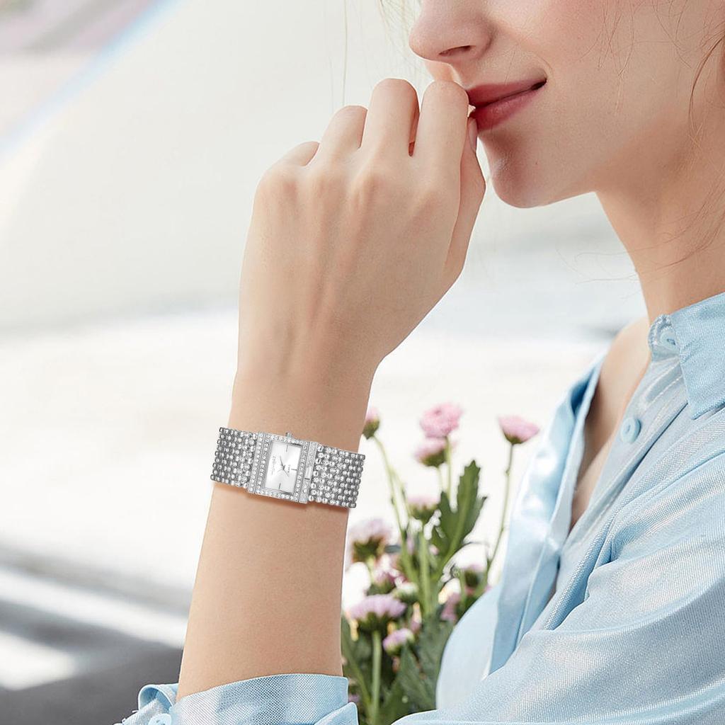 Diamant Armreif Antike Mode Uhr Perfektes Geschenk für Tag Damenuhr Analog, Wasserdicht, Quadratisch, Armband, Silber, Lässig, Geschäftlich, - Geburtstage,