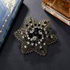 Niche Retro Hexagonal Crystal Brooch Female Personality Metal Style Corsage Simple Coat with Accessories