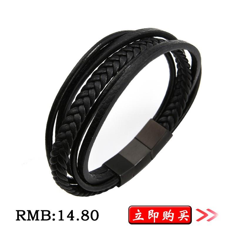 Mens Punk Leather Bracelet With Rivet Buckle Geometric Design Adjustable Cuff Biker Style Jewelry