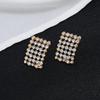 European American Geometric Rhinestone Stud Earrings for Women