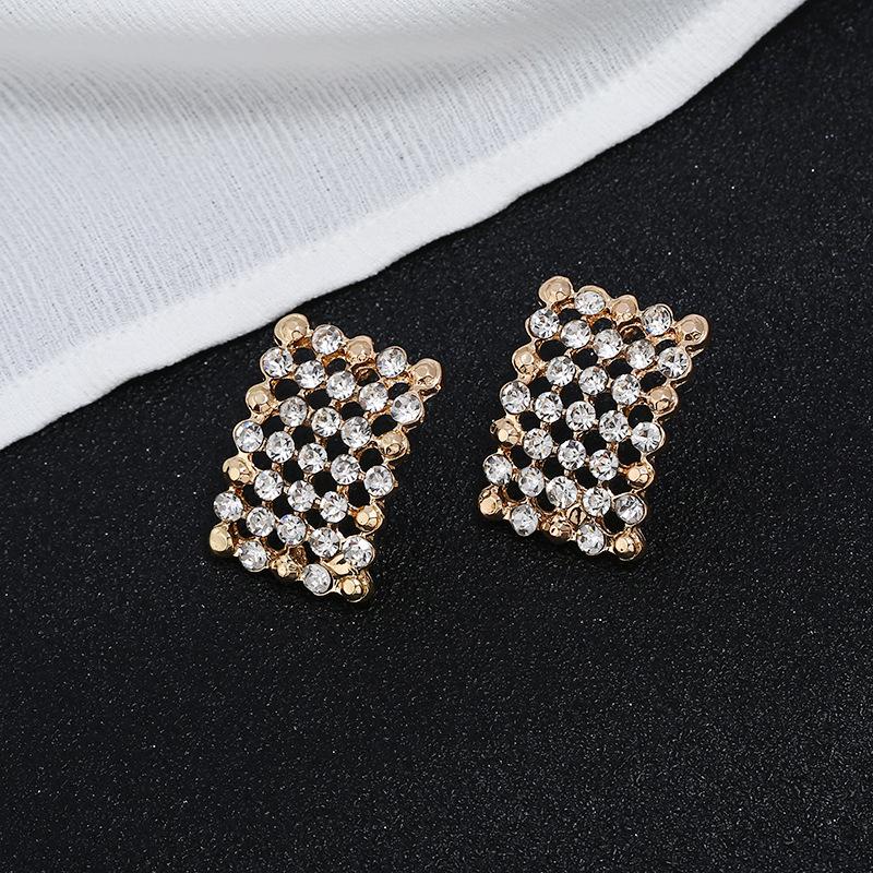 European American Geometric Rhinestone Stud Earrings for Women