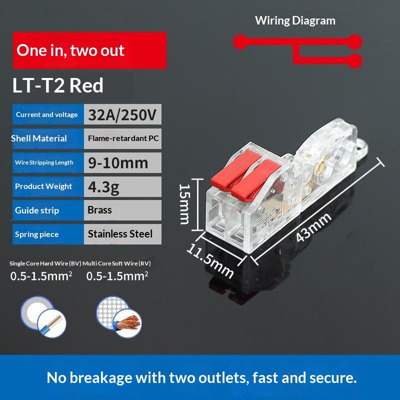 Mini Quick Terminal Block Fast T Type Wire Connector Electric Splice Crimp Non Destructive Without Breaking Cable Insulated Lin