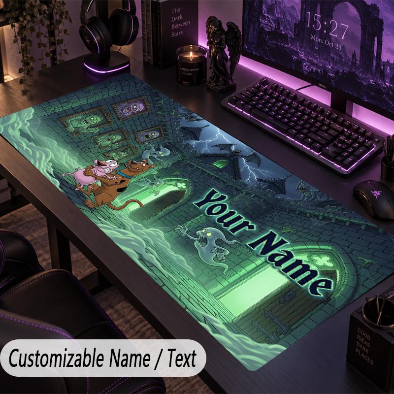 Custom Text Big Mousepad, Extended Desk Pad For Laptop Work GameCourage the Cowardly Dog