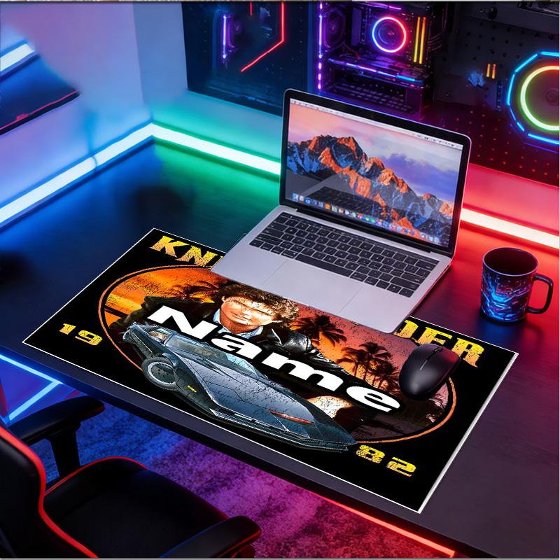 Custom Name Personalized Knight Rider Pattern Mousepad, Laptop PC Desk Mat, Decorative Desk Mat for Home Keyboard Pad Gift