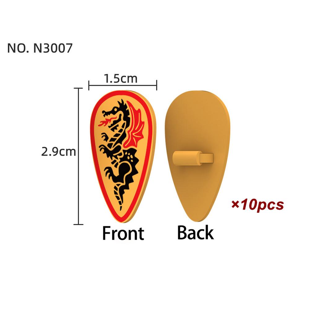 Mittelalterliche Militärburg Ritter Rüstung Bausteine Schulterpanzer Rüstungszubehör Roter Löwe Schwarzer Adler Waffensteine Spielzeug