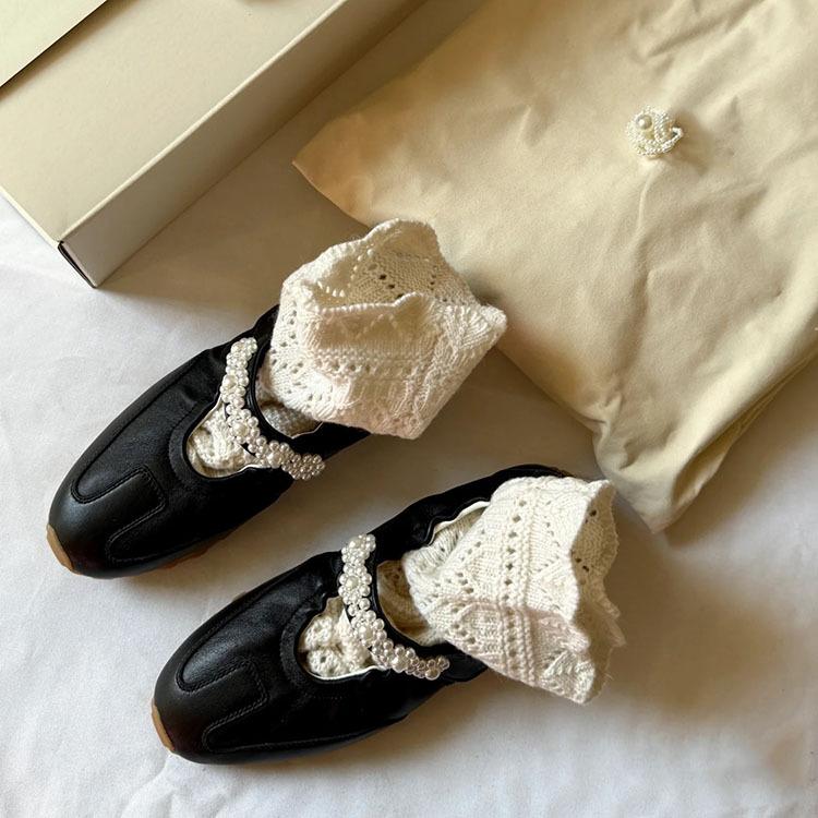 Schaffell-Version~ Lässige Sportschuhe Damens Ballerinas Plateau Perlen-Riemen Vielseitig Forrest Gump Schuhe Mary Jane Schuhe