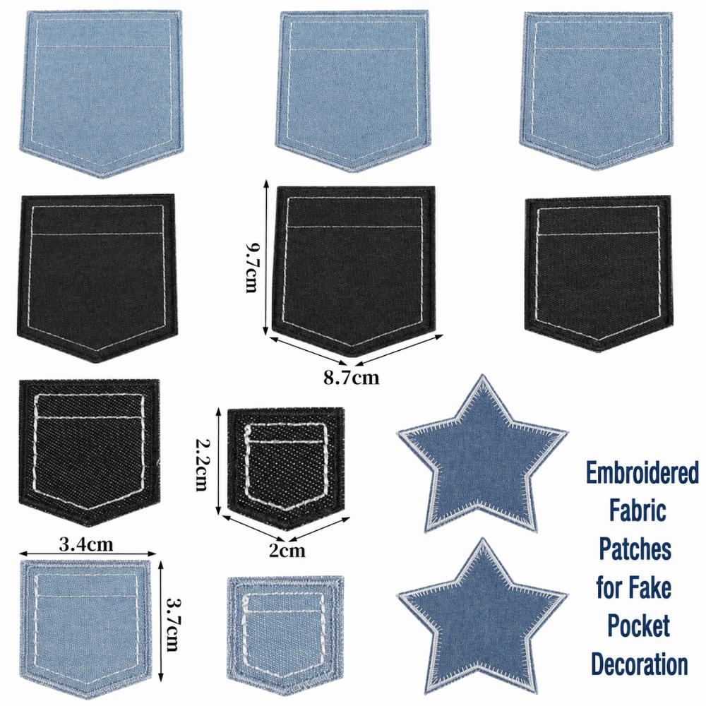 With Hot Melt Adhesive Back Iron on Jean Pocket Applique Clothes Shoes Hats Bags Accessories