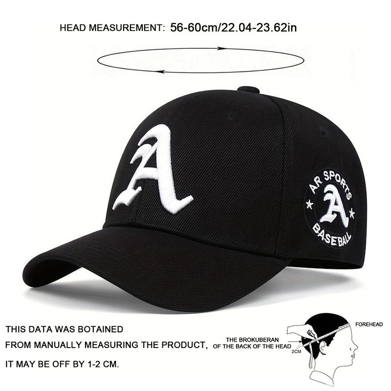 Unisex Gothic Letter A Embroidery Adjustable Hip Hop Baseball Hat Spring Autumn Outdoor Leisure Hats Travel Accessories for Women Men