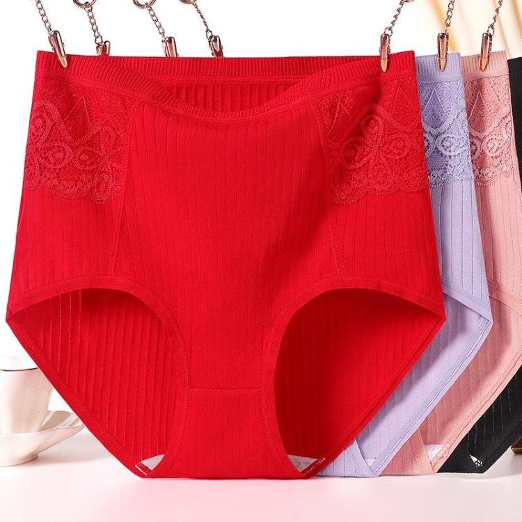 High Waist Women Panties Soft Breathable Underwear Plus Size Briefs Solid Color Lady Underpants