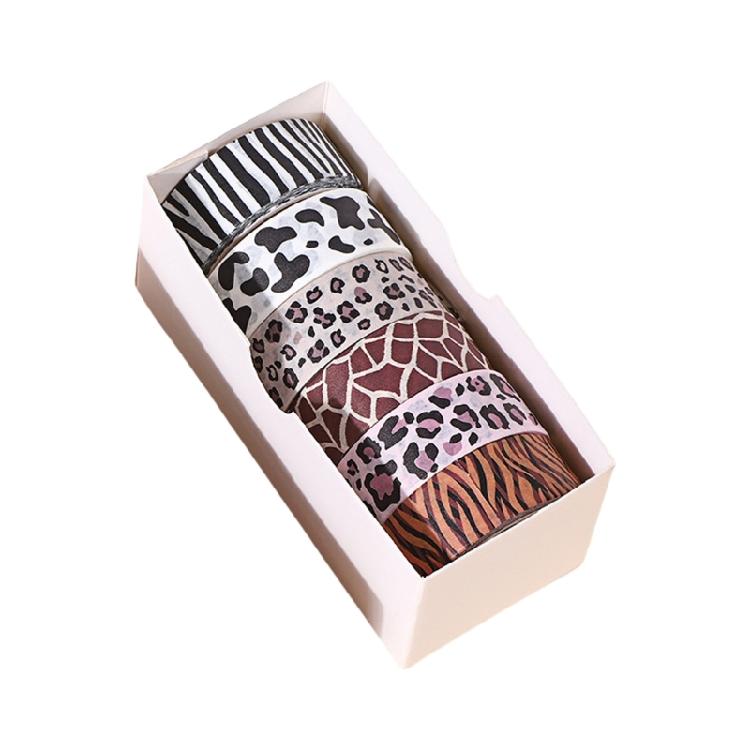 6 Rolek Taśmy Dekoracyjnej Taśmy Papierowej Taśmy Washi Taśmy do Dziennika Taśmy dla Artystów Wzór Zwierzęcy Taśma Rękodzielnicza Taśma Maskująca