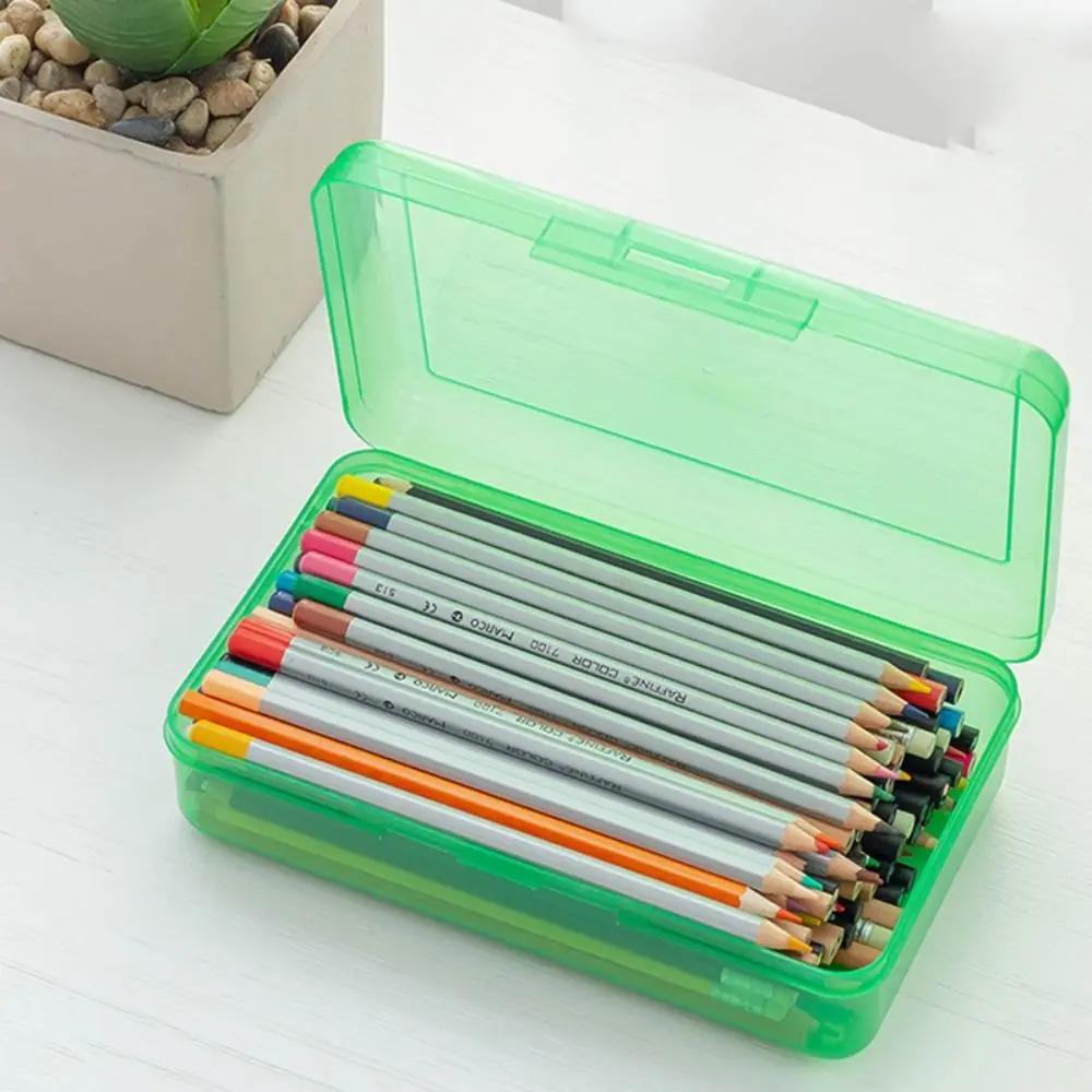 Candy Color Clear Pen Case Large Capacity Stationery Transparent Kid Pencil Box School Supplies Stationery