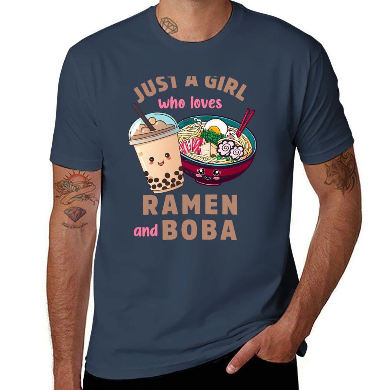 Just a Girl Who Loves RaUnisex and Boba TShirt Soft Casual Short Sleeve Cotton Tee S