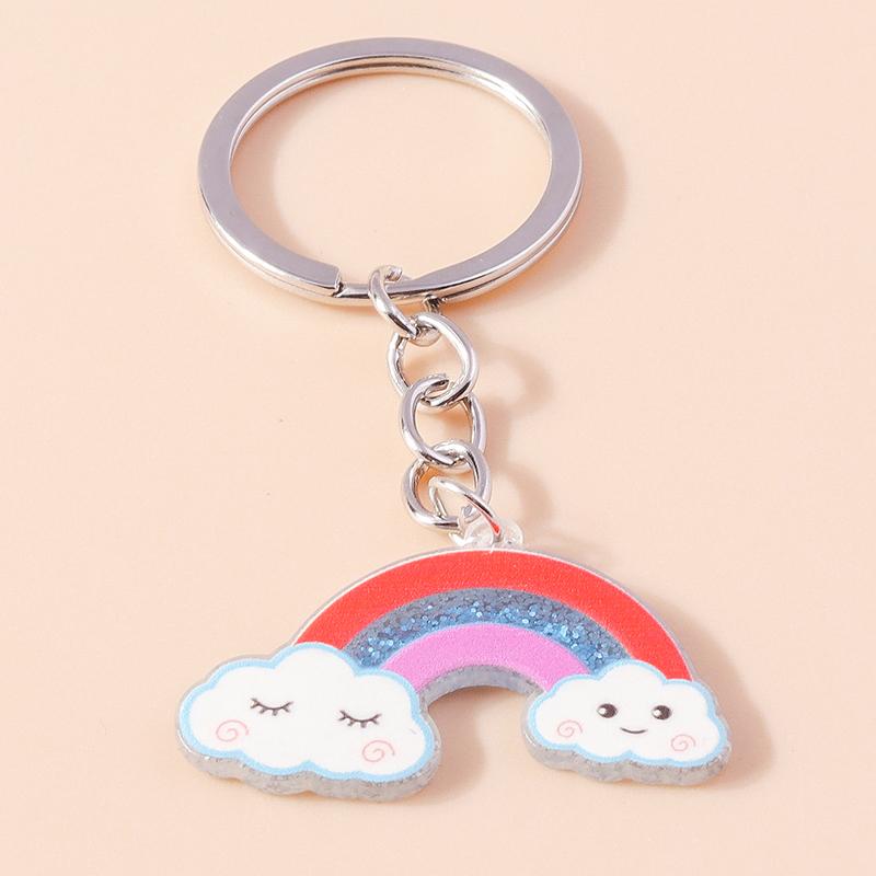 Cartoon Smile Rainbow Keychain Resin Key Rings Gifts for Women Men Car Key Chain Jewelry Bag Accessories