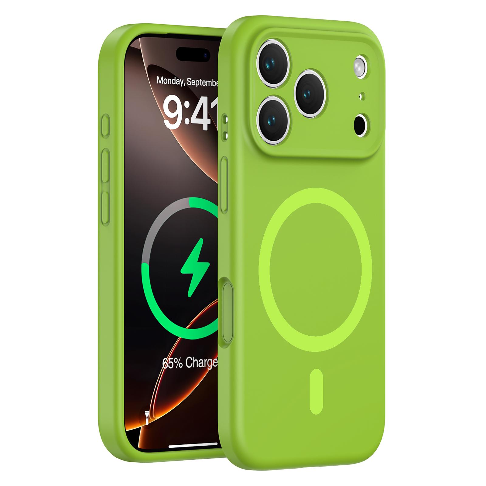 

For iPhone 17 Pro Max Case Compatible with MagSafe Precision Fit PC+Liquid Silicone Protective Phone Cover Mustard Green