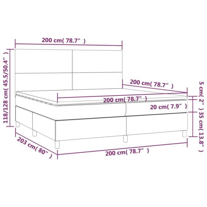 3141646 vidaXL Lit à sommier tapissier avec matelas Crème 200x200 cm Tissu
