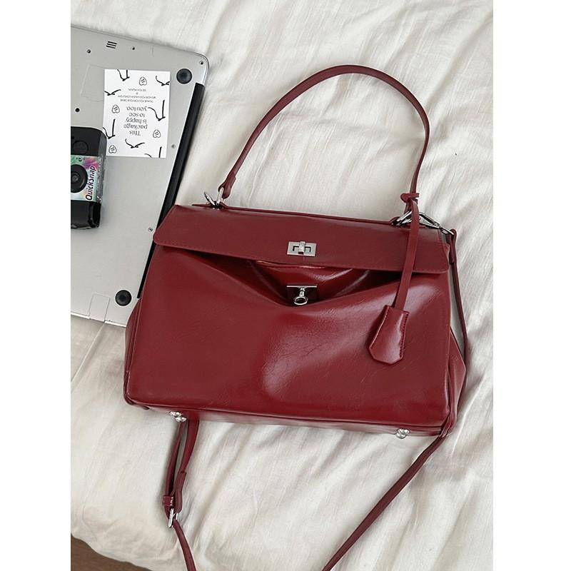 Красная Сумка Женская 2026 Новая Высококачественная Портативная Kelly Большой Вместимости Свадебная Cross-body