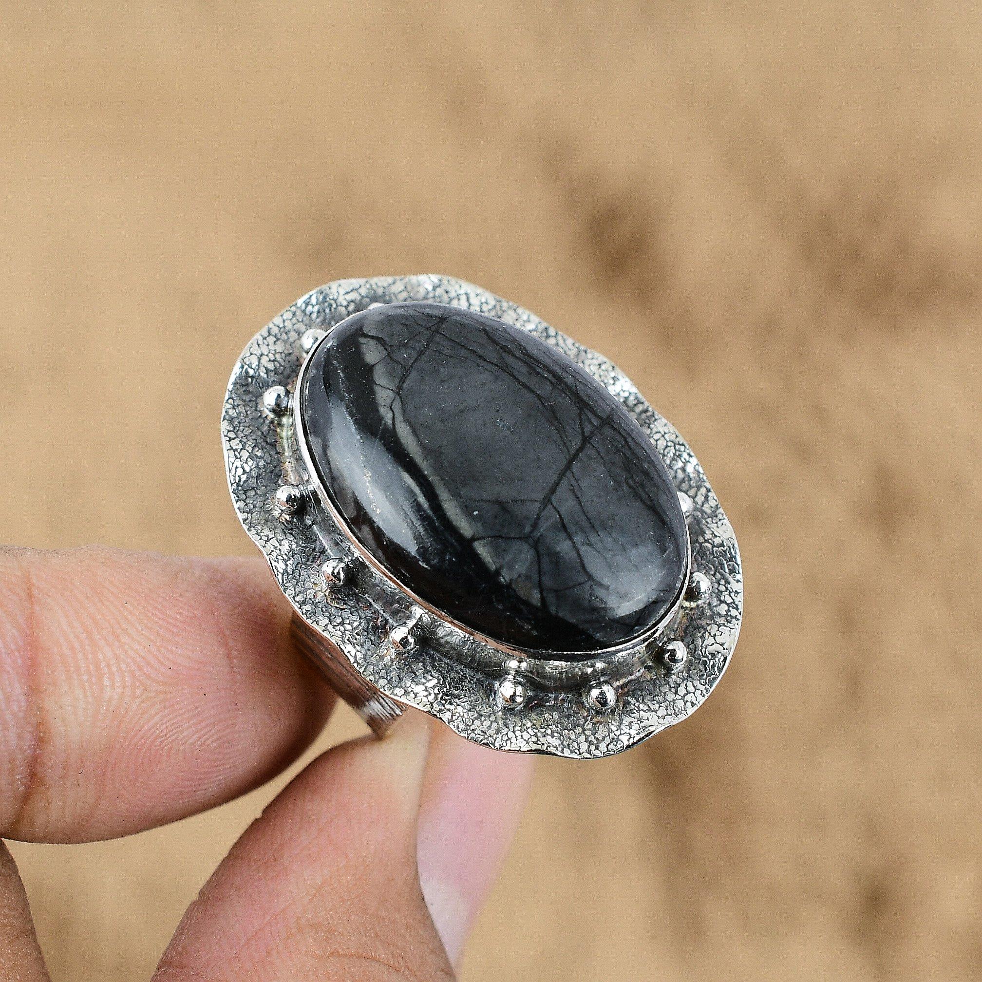 

Mothers day Deal Picasso Jasper Stone Sterling Silver Engagement Ring US 9.25 No