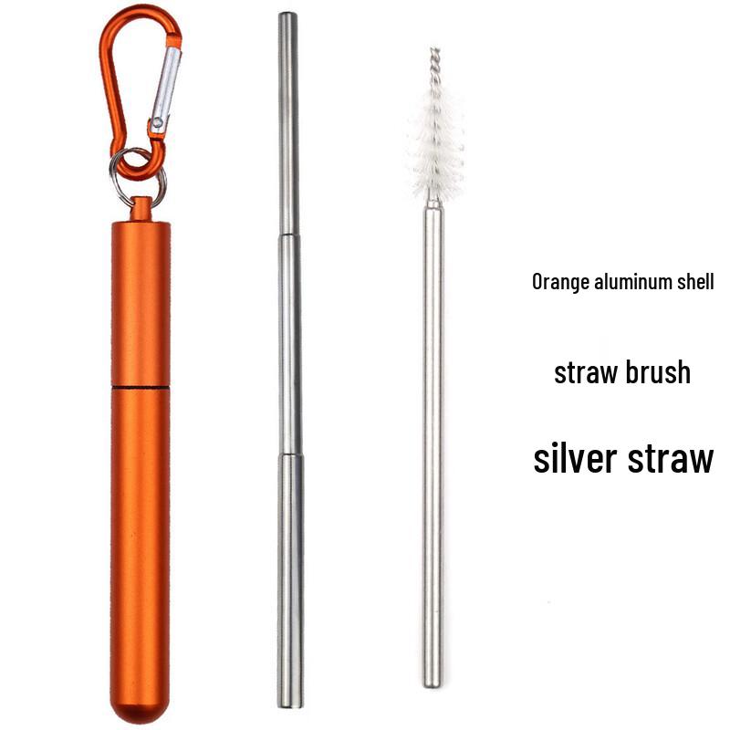 Yizi Xiaojie Portable Telescopic Metal Straw Set 3-Section Telescopic