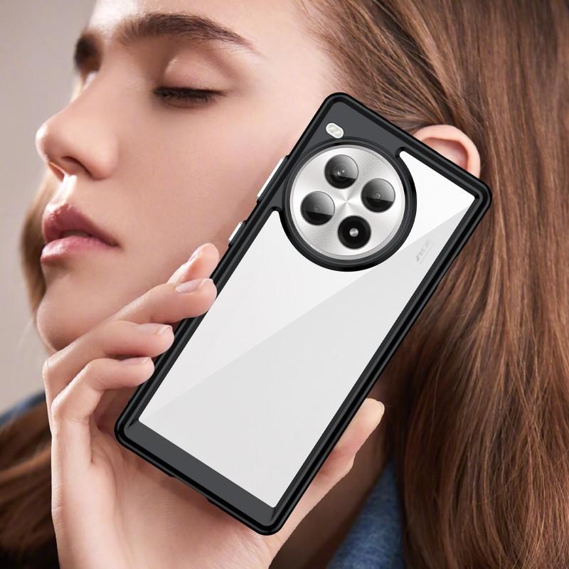 Für OnePlus Ace 3 Pro 5G Handyhülle WANLONFENG XC Serie TPU Acryl Hülle mit gehärtetem Glas (Großes Linsenloch)