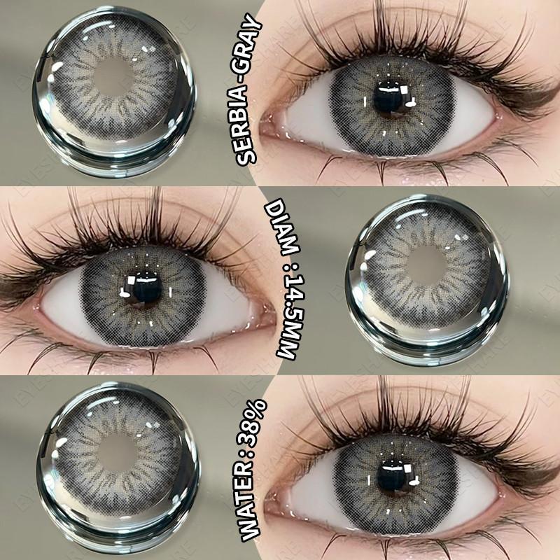 Eyeshare 1 Paar Big Eyes Farbige Kontaktlinsen Natürliche Braune Linsen Graue Pupillen Beauty Make-up Softlens