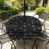 Outdoor Round Tablecloth With Umbrella Hole Waterproof Oil-Resistant Patio Dining Cover Deck Garden Terrace