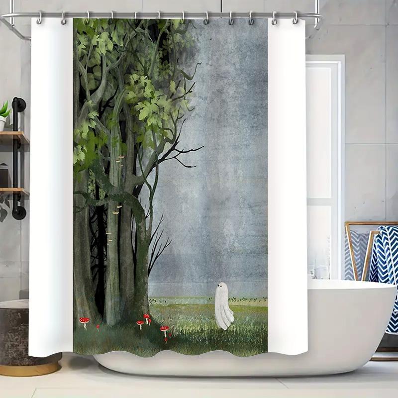 

Spooky Forest Shower Curtain Gothic Halloween Decor Nature Landscape Bathroom Curtains Vintage Eerie Witchy Home Decor W60H190(CM)-1 Pcs
