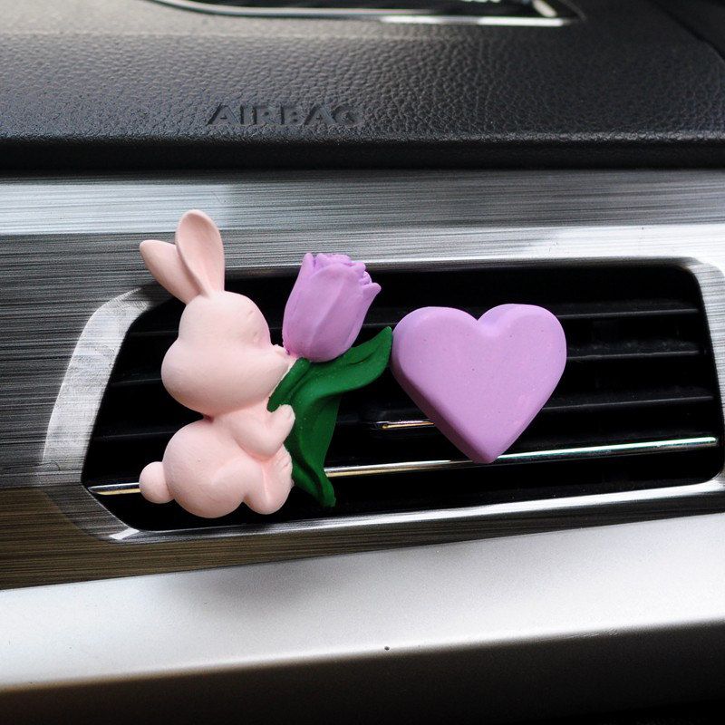 Cute Internet-Famous Bunny Car Air Freshener, Long-Lasting Aroma Diffuser, Car Vent Bouquet Decoration Clip, Gift for Girls