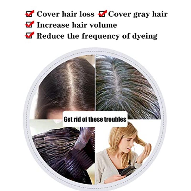 Body Wavy/Curly Hair Topper With Air Bangs For Women,Synthetic Hairpiece Clip in Hair Extension Add Volume Wig for Covering White Hair Hair Loss