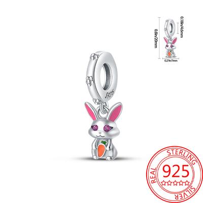 Original Copper Charms Luxury Cartoon Pink Carrot Rabbit Beads Fit Bracelet Diy Women Making Delicate Gift