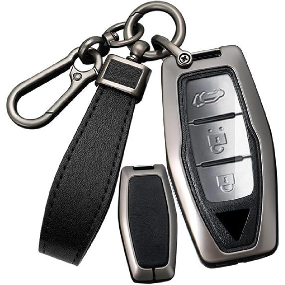 

SANRILY PU Leather 2/3/4 Button Key Fob Cover Fit for Mitsubishi Outlander 2023 2022 2021 Keyless with Leather Keychain Black чёрный