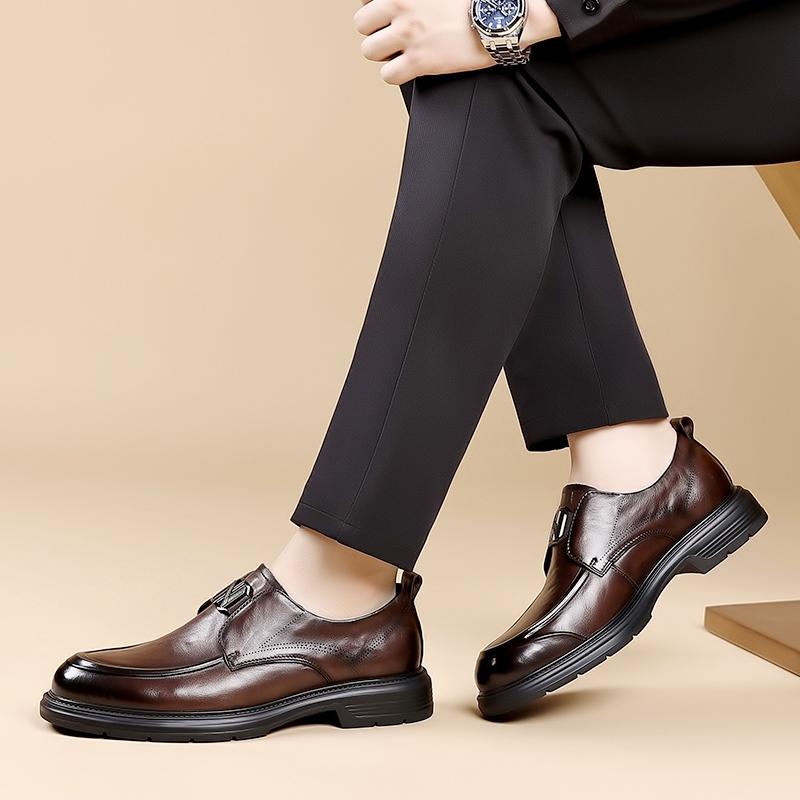 2025 New Men's Leather Dress Shoes Slip-On Comfortable Casual Shoes Breathable Men Driving Shoes All-match Handmade Men's Flats