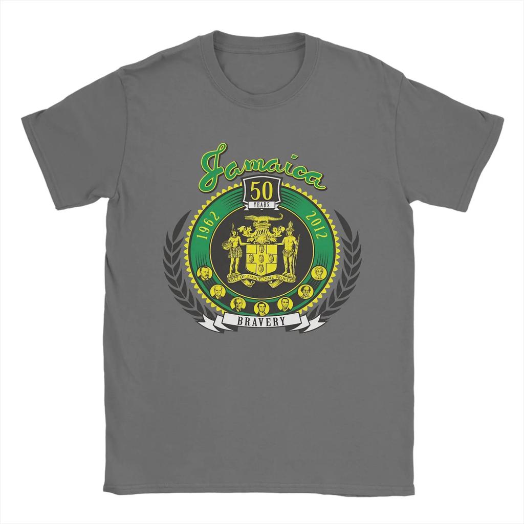 Jamaica 50 Years Independence Tshirt Summer Hipster Tshirts Cotton O Neck Plus Size Top Tees Shortsleeved Y2k Fun Tops