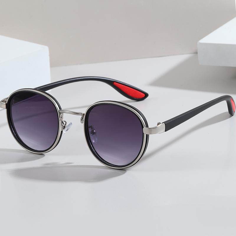 European & American Fashion Round Frame Punk Style Sunglasses - High-End Anti-UV Sun Protection Glasses