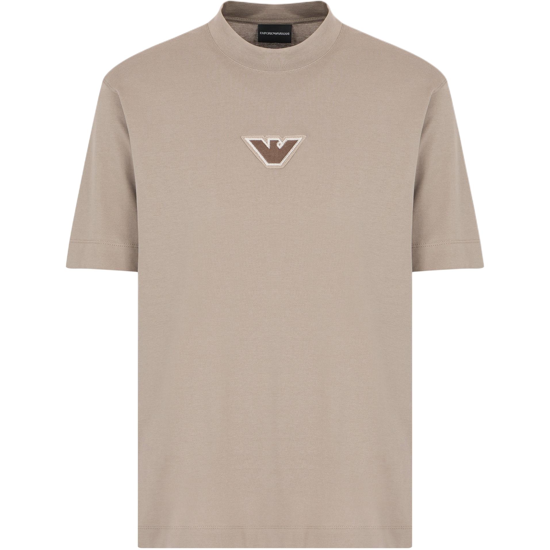 

Emporio Armani Solid Color Logo Patch Crew Neck Short Sleeve T-Shirt Men tops Khaki 6D1TD7-1JOCZ-0152 L