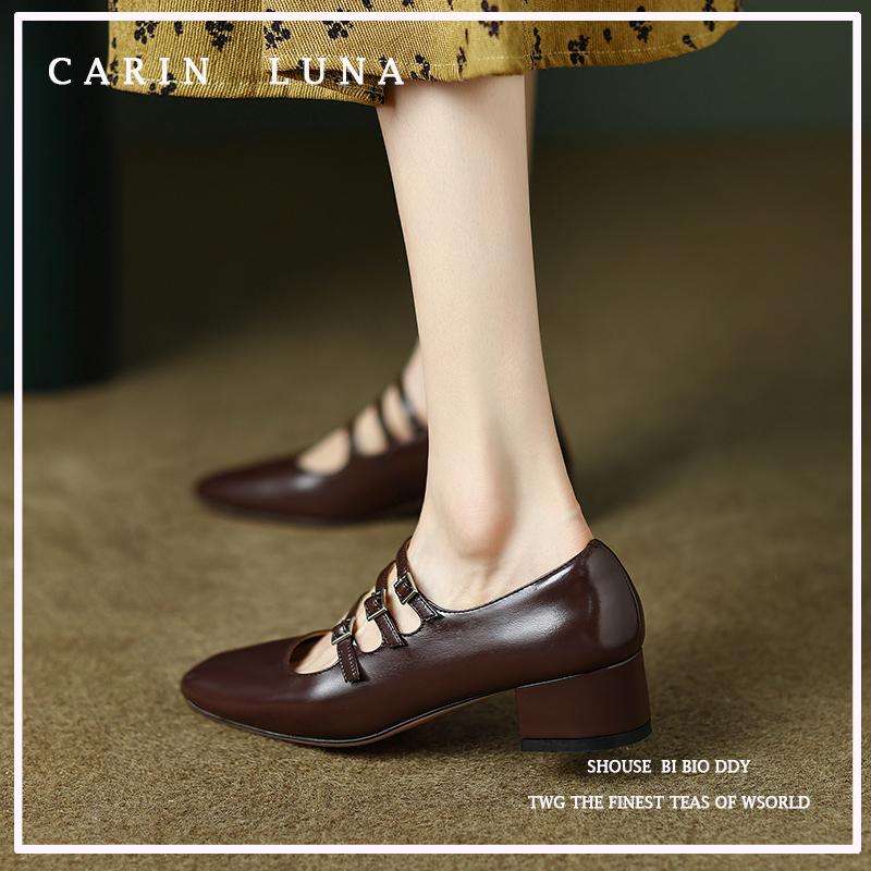 

Брендовые женские весенние туфли VANGULL, туфли Мэри Джейн из натуральной кожи длиной 22–24,5 см из натуральной кожи + свиной кожи, разноцветные туфли с пряжкой 39 коричневый