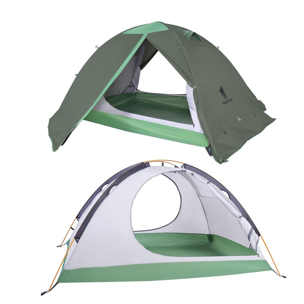 GEERTOP Tent, 2 Person Solo Tent, Lightweight, 4 Seasons, Double Layer, Water Pressure Resistance 5000MM, Waterproof, Mountaineering Tent with Skirt,