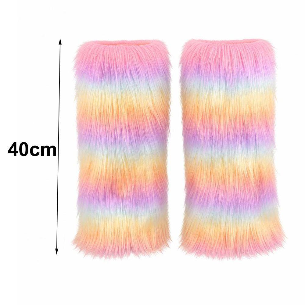 Weiche und flauschige Beinwärmer mit elastischen Öffnungen Pelz-Stiefelmanschetten Cosplay-Accessoires