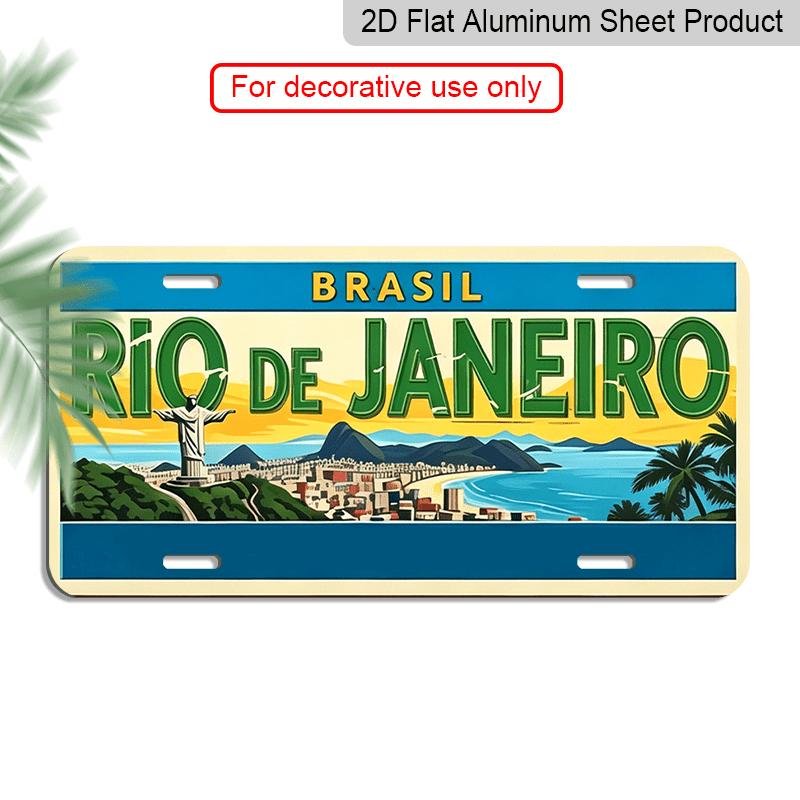 2D Flat - Vintage Rio De Janeiro Cidade Maravilhosa Aluminium Decorative Sign| 2D Flat Print, 11.8×5.9 Inch, Ideal for Wall Decor in Study and
