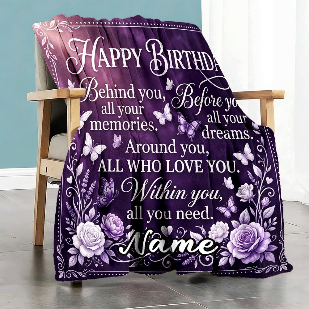Happy Birthday Home Customize Your Name Home Blanketss Soft Comfortable Lightweight For All Seasons Perfect For Picnics Couches Offices Beds Living