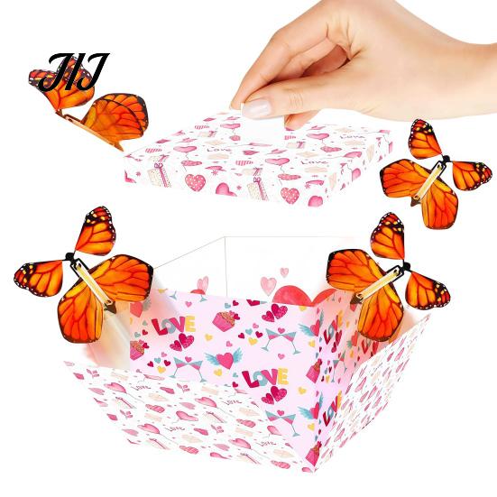 Easy Assembly Gift Box Butterfly Explosion Box, DIY Surprise Exploding Present Holder with 4 Memory Making for Anniversary Flying Butterflies