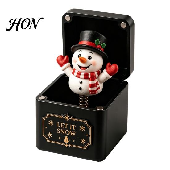 Snowman Reindeer Decor Christmas Magic Gift Box, Spring-Loaded Pop-Up Holiday 3D Santa Children Entertainment Claus Angel Elk Trick Box for
