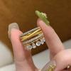 Vintage Bead Curtains Three Brushed Diamond Inlay Tassel Rings For Women Exquisite Crystal Water Drop Engagement Ring Jewelry
